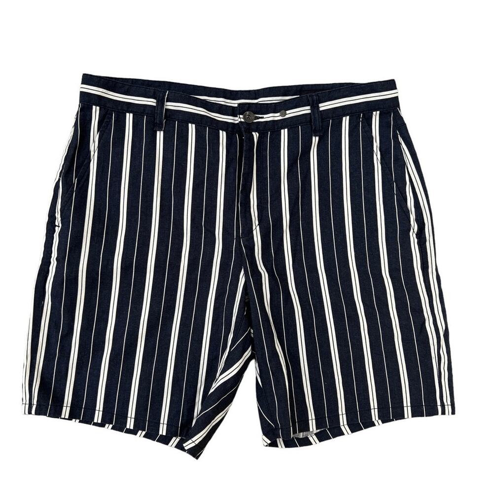 NWT Rag & Bone 33 Perry Printed Linen-Blend Shorts men’s  navy/white $195